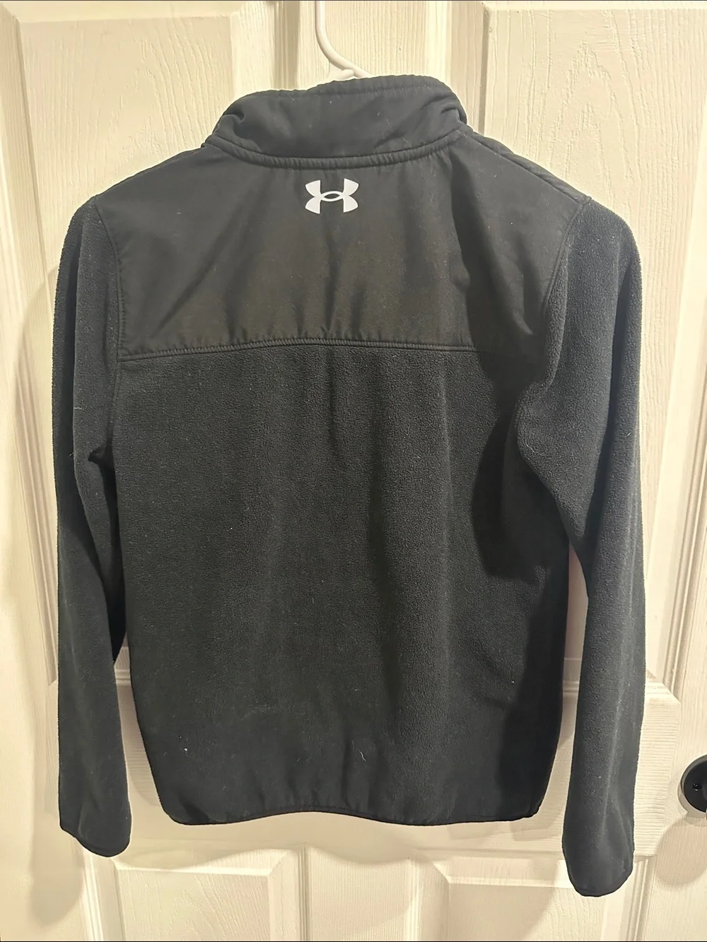 Under Armour Black Half-Zip Fleece Pullover with White Logo Youth M
